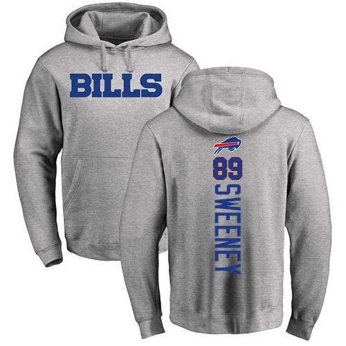 Men NFL Buffalo Bills #89 Tommy Sweeney Ash Backer Pullover Hoodie Sweatshirt